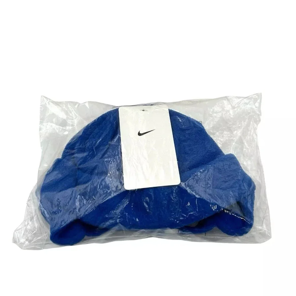 Nike Toddler Boy's Fleece Chin Strap Trapper Hat & Mittens 2 Piece Set 2-4T Blue